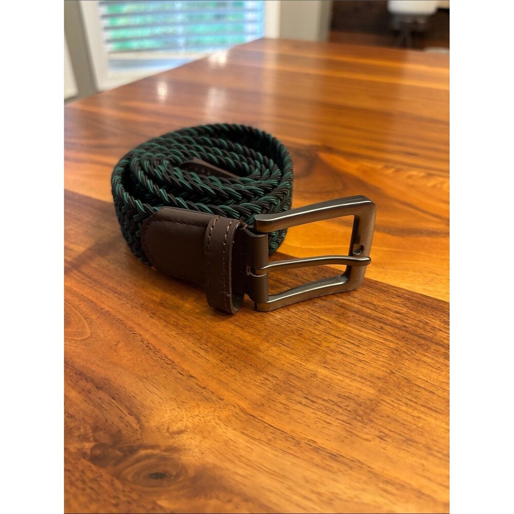 Bearbottom Green Black Woven Adjustable Belt 36”